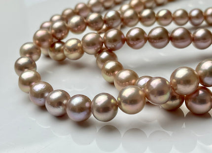 10-11.5mm AAAAA Very Rare Natural Pink With Gold Sheen Freshwater Round Edison Pearl Bead High Luster Genuine Edison Pearl 38 Beads #P1894