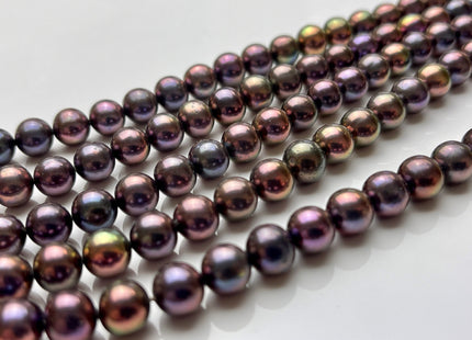 8-8.5mm AAA Semi-Round Shape Purple Peacock Color Freshwater Potato Pearl Beads Genuine High Luster Round Pearl #195