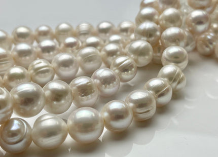 12-13 mm Half Strand Natural White Potato Large Hole Freshwater Pearl Beads Hole size 2.2 mm Genuine White Potato Pearls 17 Beads #P1897