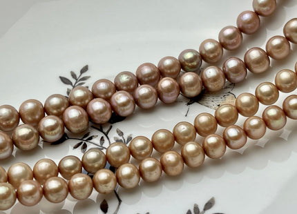 7 mm Or 8 mm AA Champagne Semi Round Freshwater Pearl Beads Genuine Freshwater Pearl Beads High Quality Freshwater Pearls #1226