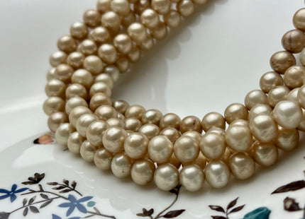8.5-9 mm AA Beige Champagne Color Potato Freshwater Pearl Beads Genuine Natural Hugh Luster Freshwater Pearl Beads 45-50 Beads#562