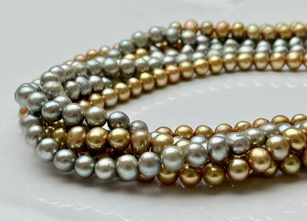 6-6.5mm AA Golden Champagne OR Laurel Green Potato Freshwater Pearl Beads Genuine High Luster Freshwater Pearl Beads70 Beads #516