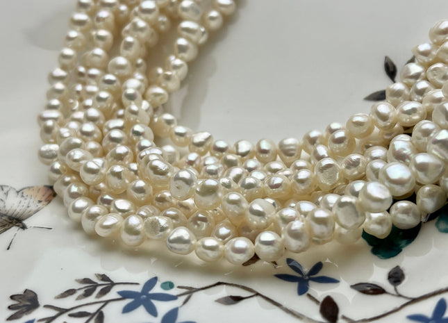 5-6 mm AA Freshwater Pearl Nugget Freshwater Pearl Beads Genuine Natural White High Luster Potato Nugget Pearls 74 Beads #P1903