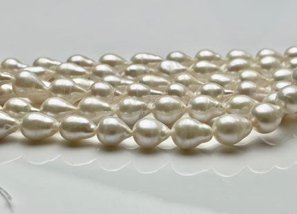 8-9x11-12 mm AA Natural White Teardrop Baroque Pearl Beads Genuine Natural Freshwater Baroque Pearls 35 Beads #P1904