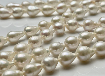 8-9x11-12 mm AA Natural White Teardrop Baroque Pearl Beads Genuine Natural Freshwater Baroque Pearls 35 Beads #P1904