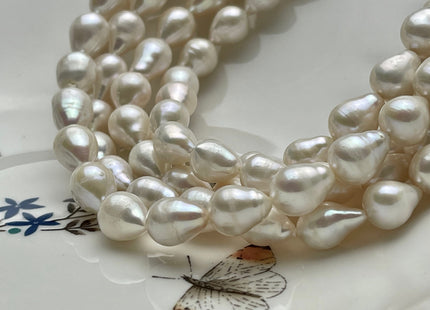 8-9x11-12 mm AA Natural White Teardrop Baroque Pearl Beads Genuine Natural Freshwater Baroque Pearls 35 Beads #P1904