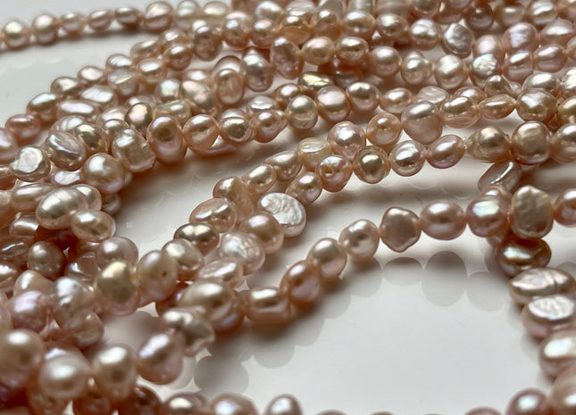 5-6 mm AA Freshwater Pearl Nugget Freshwater Pearl Beads Genuine Natural Pink High Luster Potato Nugget Pearls 74 Beads #P1905