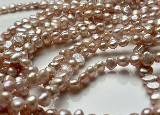 5-6 mm AA Freshwater Pearl Nugget Freshwater Pearl Beads Genuine Natural Pink High Luster Potato Nugget Pearls 70 Beads #P1905
