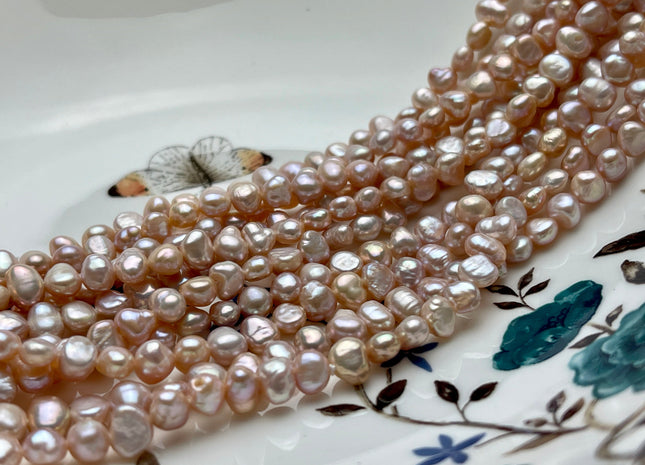 5-6 mm AA Freshwater Pearl Nugget Freshwater Pearl Beads Genuine Natural Pink High Luster Potato Nugget Pearls 74 Beads #P1905