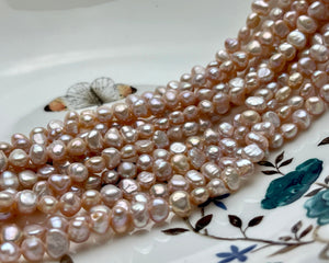 5-6 mm AA Freshwater Pearl Nugget Freshwater Pearl Beads Genuine Natural Pink High Luster Potato Nugget Pearls 70 Beads #P1905