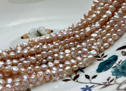 5-6 mm AA Freshwater Pearl Nugget Freshwater Pearl Beads Genuine Natural Pink High Luster Potato Nugget Pearls 70 Beads #P1905