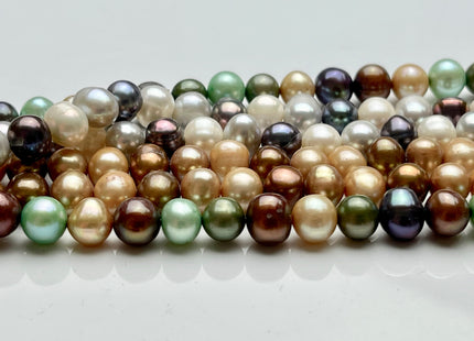 7-8 mm Multi Color Potato Freshwater Pearl Beads Mixed White Gray Peacock Green Brown Champagne potato Pearl Genuine Pearl Beads #549