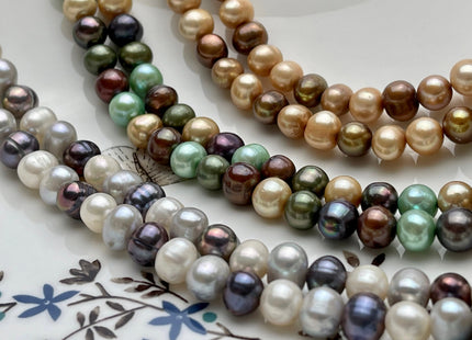 7-8 mm Multi Color Potato Freshwater Pearl Beads Mixed White Gray Peacock Green Brown Champagne potato Pearl Genuine Pearl Beads #549