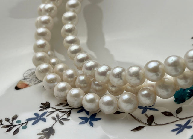 8.5-9 mm AAA Round Natural White Freshwater Pearls Genuine Natural Pearl Beads Lustrous White Bridal Pearl High Quality White Pearls #1222
