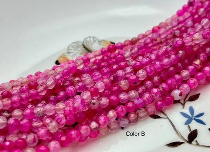 4 mm Faceted Round Multi Pink Agate Gemstone Beads Genuine Agate Gemstone Loose Beads 14 Inches Strand #2743