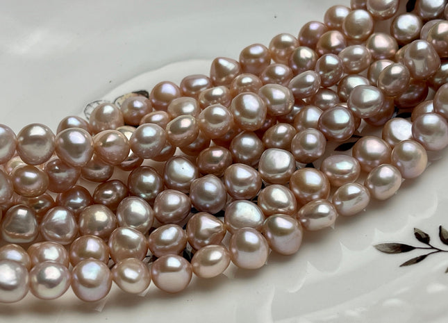 8-11 mm AAAA High Quality Potato Nugget Freshwater Pearl Beads Natural Pink High Luster And Smooth Genuine Freshwater Pearls 54 Beads #P1910