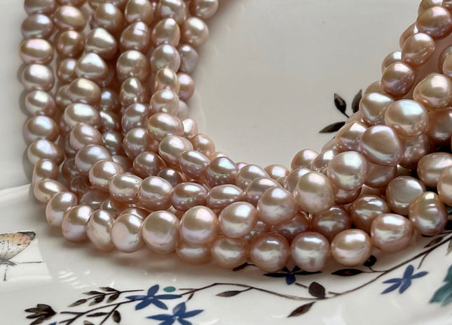 8-11 mm AAAA High Quality Potato Nugget Freshwater Pearl Beads Natural Pink High Luster And Smooth Genuine Freshwater Pearls 54 Beads #P1910