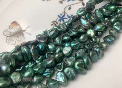 10 mm Nugget OR 7x10 mm Rice Nugget Green Color Keishi B Grade Freshwater Pearl Beads Genuine Keishi Nugget Freshwater Pearls #1233
