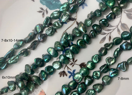10 mm Nugget OR 7x10 mm Rice Nugget Green Color Keishi B Grade Freshwater Pearl Beads Genuine Keishi Nugget Freshwater Pearls #1233