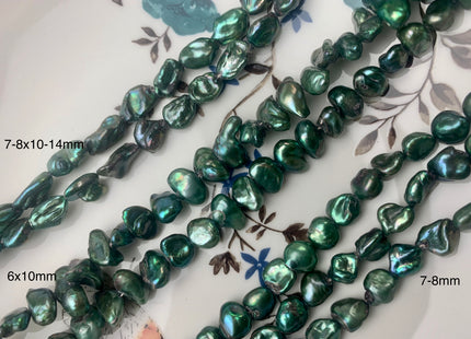 10 mm Nugget OR 7x10 mm Rice Nugget Green Color Keishi B Grade Freshwater Pearl Beads Genuine Keishi Nugget Freshwater Pearls #1233
