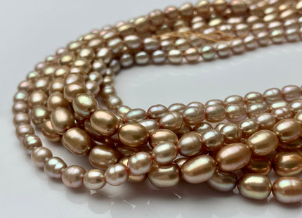 5x7 6x8 mm Taupe Champagne Rice/ Oval Shape Freshwater Pearl Beads Freshwater Rice Pearls #1182