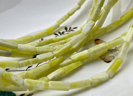 4-5x13 mm Cuboid Tube Shape White and Lemon Yellow Color Agate Gemstone Beads Agate Gemstones Loose Beads 15.5 Inches Strand #3861