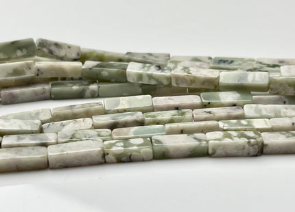 4-5x13 mm Cuboid Tube Shape White and Green Tree Agate Gemstone Beads Agate Gemstones Loose Beads 15.5 Inches Strand #3862