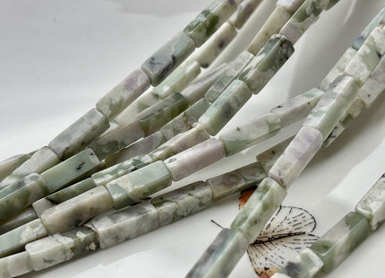 4-5x13 mm Cuboid Tube Shape White and Green Tree Agate Gemstone Beads Agate Gemstones Loose Beads 15.5 Inches Strand #3862