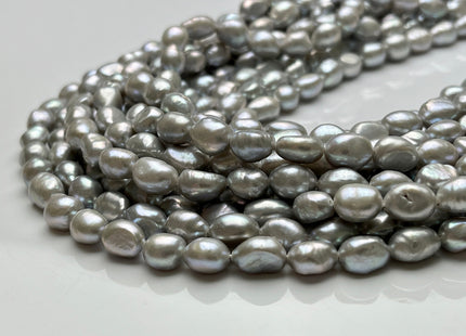 7x9 mm AAA Gray Color Rice Nugget Freshwater Pearl Beads Genuine High Luster Freshwater Pearl Nugget Pearls #P1913