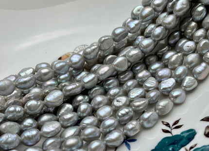 7x9 mm AAA Gray Color Rice Nugget Freshwater Pearl Beads Genuine High Luster Freshwater Pearl Nugget Pearls #P1913