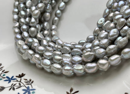 7x9 mm AAA Gray Color Rice Nugget Freshwater Pearl Beads Genuine High Luster Freshwater Pearl Nugget Pearls #P1913