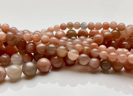 6mm 8mm 10mm AAA Smooth Round Peach Gray Color Moonstone Gemstone Beads Genuine Natural Moonstone High Polished Beads #3869