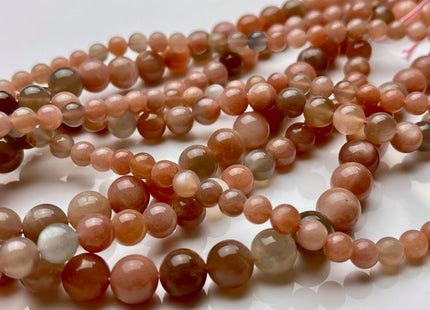 6mm 8mm 10mm AAA Smooth Round Peach Gray Color Moonstone Gemstone Beads Genuine Natural Moonstone High Polished Beads #3869