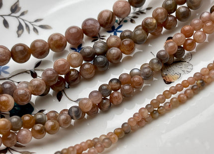 4mm 6mm 8mm 10mm AAA Smooth Round Peach Black Gray Color Sunstone Gemstone Beads Genuine Natural Sunstone High Polished Beads #3870