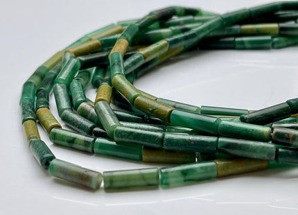 4x13-14 mm Tube Shape Natural Multi Green African Jade Gemstone Beads Genuine African Jade Gemstones Loose Beads 15.5 Inches Strand #3873