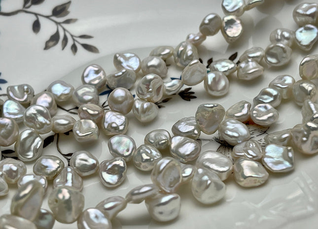 8-9x10-11 mm AAAA Natural White Keshi Freshwater Pearls Top Drilled Keshi Pearl Beads High Luster W/Slightly Pink Genuine Keshi Pearl #1036