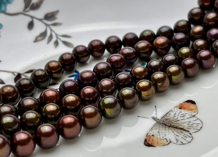 8.5-9mm 11-11.5mm AAA Dark Chocolate Brown Color Round Freshwater Pearl Beads Genuine Freshwater Pearl Beads High Luster Round Pearls #1569
