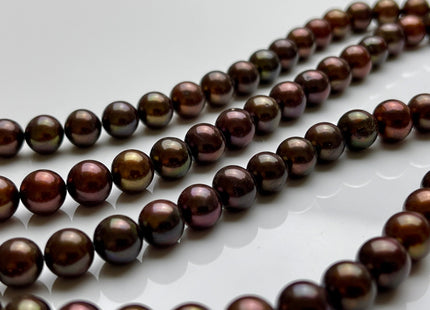 8.5-9mm 11-11.5mm AAA Dark Chocolate Brown Color Round Freshwater Pearl Beads Genuine Freshwater Pearl Beads High Luster Round Pearls #1569