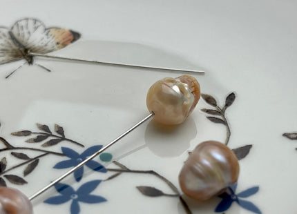 One Piece 9x11-13mm Hand Carved Skull Freshwater Pearl Beads Genuine Natural Pink Top Half Drilled Pearl For DIY Earring Pendant #P1838