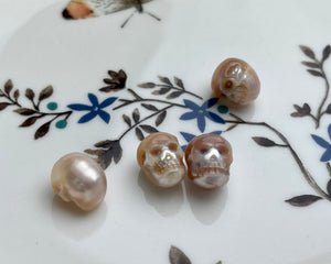 One Piece 9x11-13mm Hand Carved Skull Freshwater Pearl Beads Genuine Natural Pink Top Half Drilled Pearl For DIY Earring Pendant #P1838