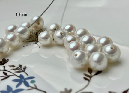 One Piece 8.5-9mm AAAAA Natural White Round Freshwater Edison Pearl Large Hole Natural White High Luster Akoya Quality Edison Pearl #P1839