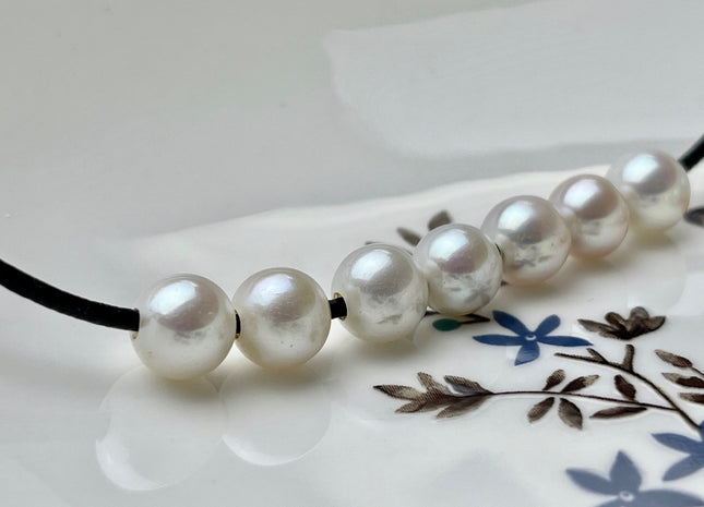 One Piece 8.5-9mm AAAAA Natural White Round Freshwater Edison Pearl Large Hole Natural White High Luster Akoya Quality Edison Pearl #P1839