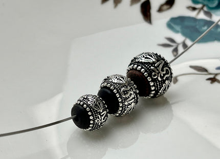 One Piece 10mm 12mm 14mm 16mm 18mm 925 Sterling Silver Tibetan Style Silver Spacer W/Sandal Wood Sterling Silver Bali Antique Beads #4221