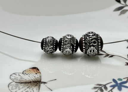 One Piece 10mm 12mm 14mm 16mm 18mm 925 Sterling Silver Tibetan Style Silver Spacer W/Sandal Wood Sterling Silver Bali Antique Beads #4221