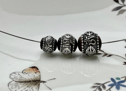 One Piece 10mm 12mm 14mm 16mm 18mm 925 Sterling Silver Tibetan Style Silver Spacer W/Sandal Wood Sterling Silver Bali Antique Beads #4221