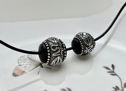 One Piece 10mm 12mm 14mm 16mm 18mm 925 Sterling Silver Tibetan Style Silver Spacer W/Sandal Wood Sterling Silver Bali Antique Beads #4221