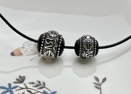 One Piece 10mm 12mm 14mm 16mm 18mm 925 Sterling Silver Tibetan Style Silver Spacer W/Sandal Wood Sterling Silver Bali Antique Beads #4221