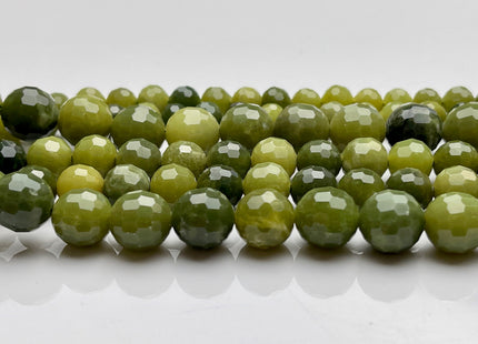 6mm 8mm 10mm AAA Faceted Round Canadian Nephrite Jade Gemstone Beads Genuine Natural Green Jade 15 Inches Strand #3872