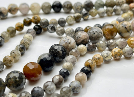 6mm 8mm 10mm Natural Dendritic Opal Faceted Round Gemstone Beads Genuine Natural Multi White Brown Gray Black Opal Gemstone Beads #3874