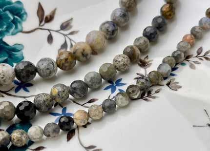 6mm 8mm 10mm Natural Dendritic Opal Faceted Round Gemstone Beads Genuine Natural Multi White Brown Gray Black Opal Gemstone Beads #3874